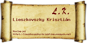 Lieszkovszky Krisztián névjegykártya